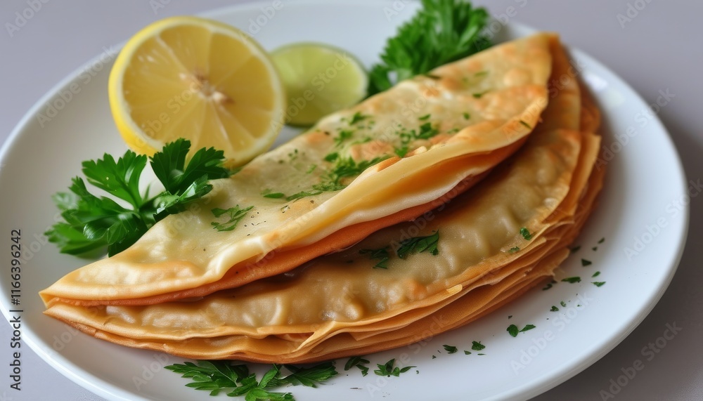 Delicious Lahmacun With Fresh Herbs and Citrus Slices Ready to Enjoy Delicious Lahmacun With Fresh Herbs and Citrus Slices Ready to Enjoy