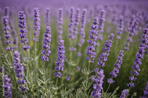 lavender flowers are blooming in a field with a purple sky