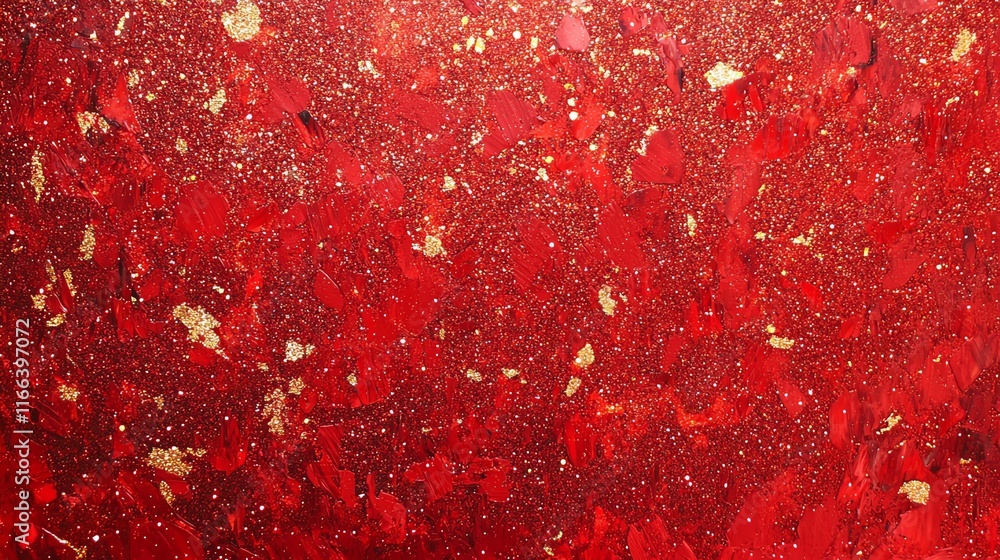 Vibrant red paint with golden flecks, ideal for artistic projects. Vibrant red paint with golden flecks, ideal for artistic projects.