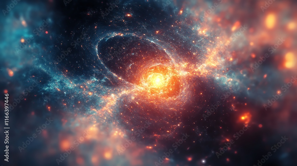 Naklejka premium A stunning cosmic scene showcasing vibrant nebula and stars.