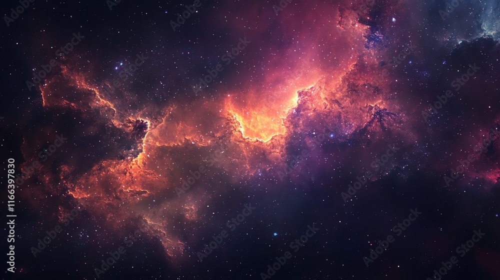 Fototapeta premium A stunning view of a colorful cosmic nebula in deep space.