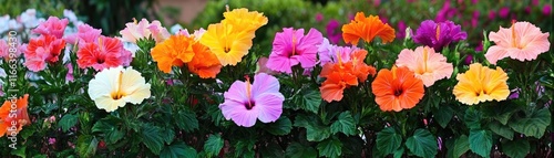 Wallpaper Mural A vibrant display of hibiscus flowers in various colors, showcasing nature's beauty. Torontodigital.ca