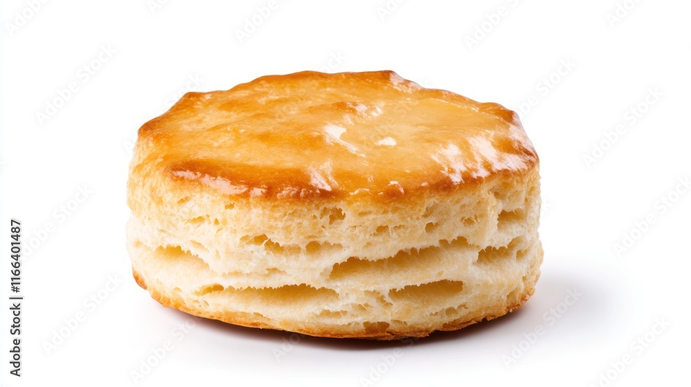 A golden, flaky biscuit with a shiny glaze on top. A golden, flaky biscuit with a shiny glaze on top.
