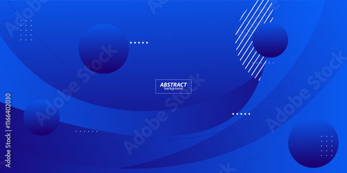 Blue geometric business banner design. Creative banner design with curved shapes and lines as template. Simple horizontal banner. Vector Eps10