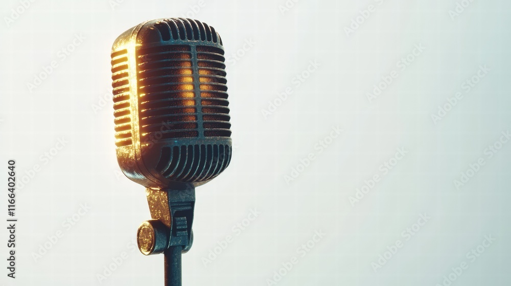 Fototapeta premium Classic microphone on white background