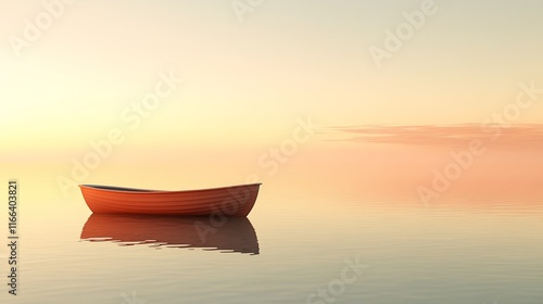 Wallpaper Mural Calm sunset, lone boat, tranquil sea. Peaceful scene, travel imagery Torontodigital.ca