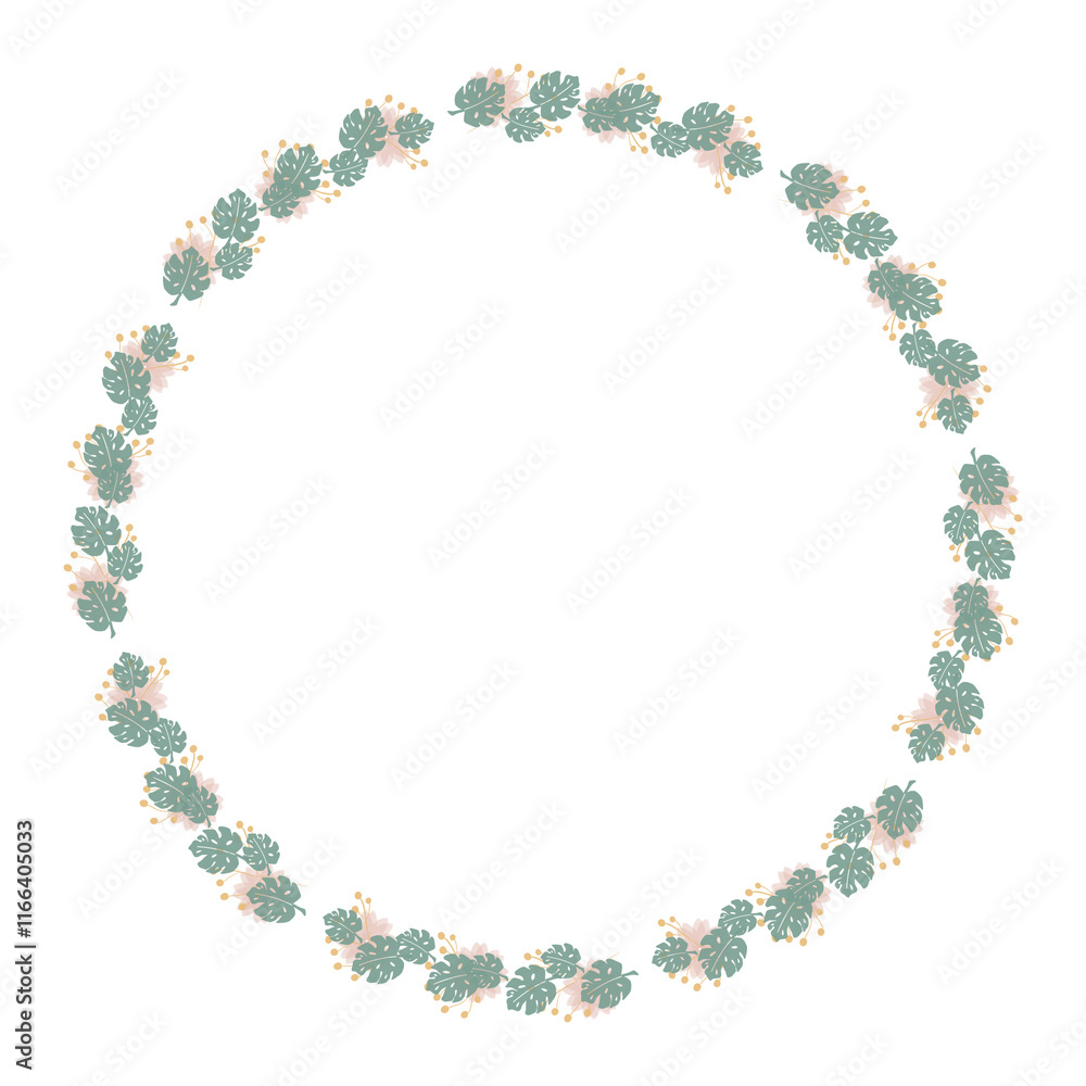 Round floral wreath frame with hand drawn flowers and leaves decoration
Round floral wreath frame with hand drawn flowers and leaves decoration