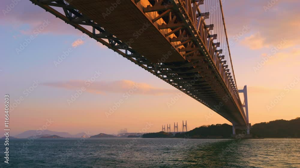 Beautiful view of big bridge on the sea, Seto Ohashi Bridge in Okayama Prefecture in Japan, Travel or architecture Beautiful view of big bridge on the sea, Seto Ohashi Bridge in Okayama Prefecture in Japan, Travel or architecture
