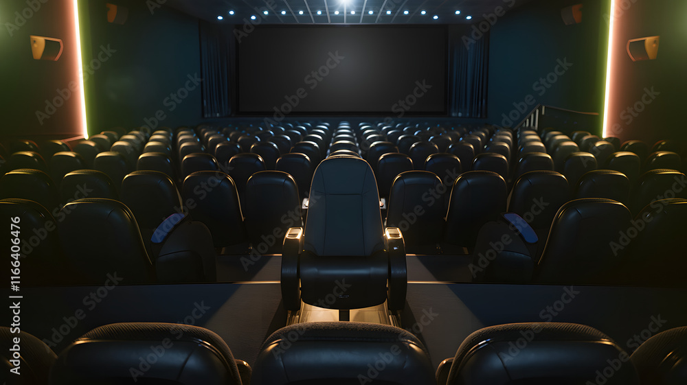 Empty movie theater with spotlight casting a solitary beam on the stage, symbolizing the power of imagination and the potential for new beginnings in a quiet, reflective space. Empty movie theater with spotlight casting a solitary beam on the stage, symbolizing the power of imagination and the potential for new beginnings in a quiet, reflective space.