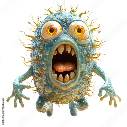 A frightened bacterium running away  isolated on transparent background
 photo