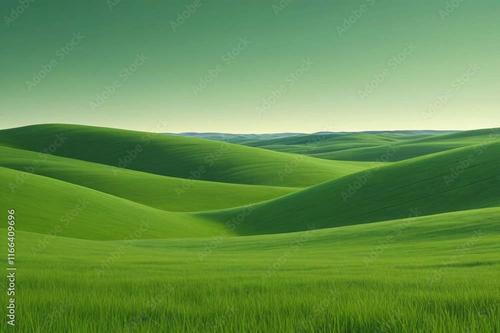 arafed view of a green field with hills and a sky background arafed view of a green field with hills and a sky background