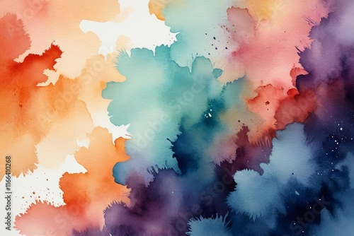 there is a painting of a colorful cloud with a white background