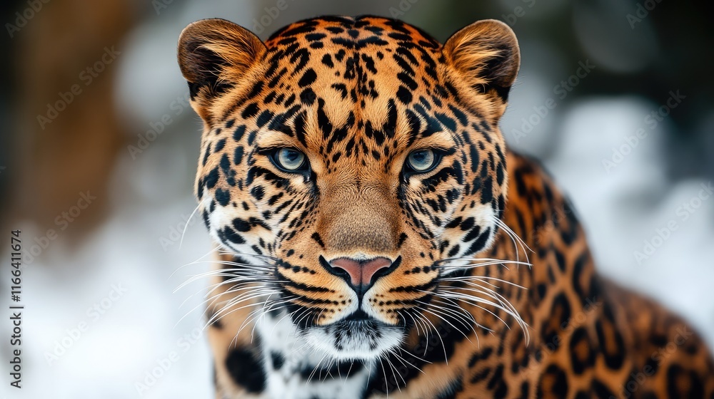 Obraz premium A close-up of a majestic leopard showcasing its striking fur and intense gaze.
