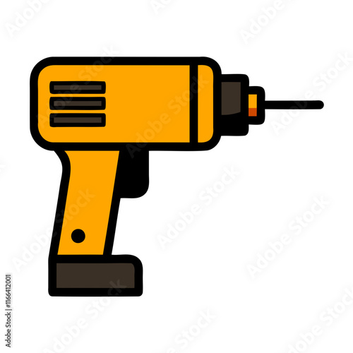 Drill Machin Silhouette Vector Illustration Isolated on a Transparent background