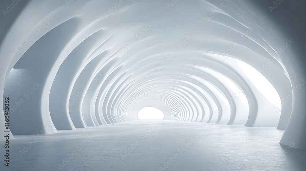 Naklejka premium Abstract white tunnel with light at the end. (5)