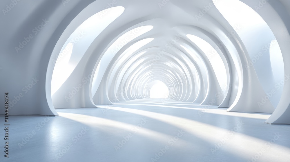 Obraz premium Abstract white architectural corridor with light.