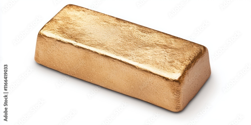 A shiny gold bar, symbolizing wealth and prosperity, sits on a white background, highlighting its sleek design and value. A shiny gold bar, symbolizing wealth and prosperity, sits on a white background, highlighting its sleek design and value.