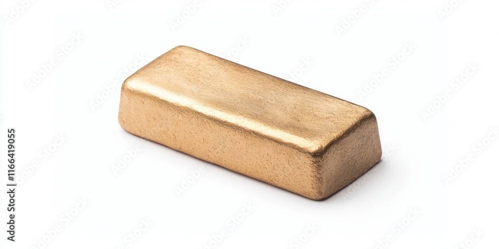 A shiny gold bar rests on a white background, showcasing its smooth surface and rectangular shape, symbolizing wealth and luxury. A shiny gold bar rests on a white background, showcasing its smooth surface and rectangular shape, symbolizing wealth and luxury.