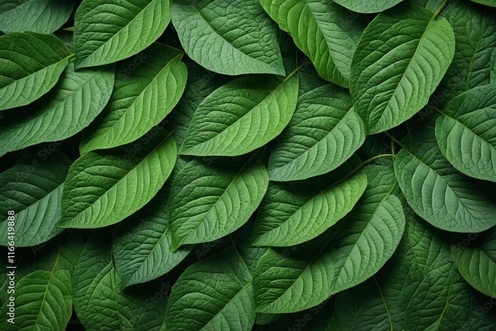 Fototapeta premium a close up of a bunch of green leaves on a wall