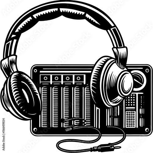 "High-Detail Headphone Vector Art"