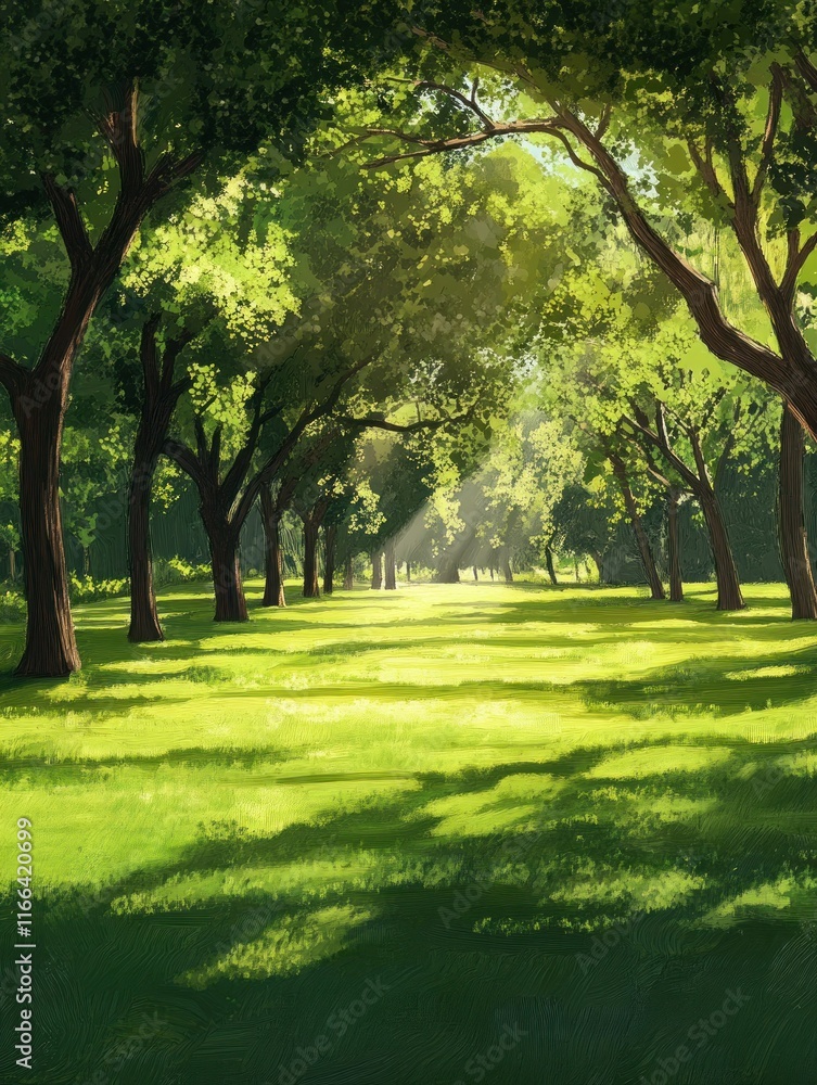 Sunlit Path: A tranquil pathway through a lush forest, bathed in the golden glow of sunlight filtering through the canopy. The vibrant green foliage creates a sense of peace and serenity. Sunlit Path: A tranquil pathway through a lush forest, bathed in the golden glow of sunlight filtering through the canopy. The vibrant green foliage creates a sense of peace and serenity.