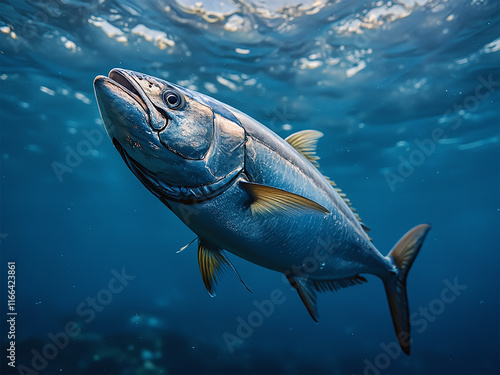 bluefin tuna fish swimming in the sea