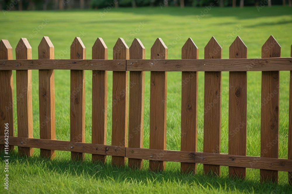 Fototapeta premium there is a wooden fence that is in the grass