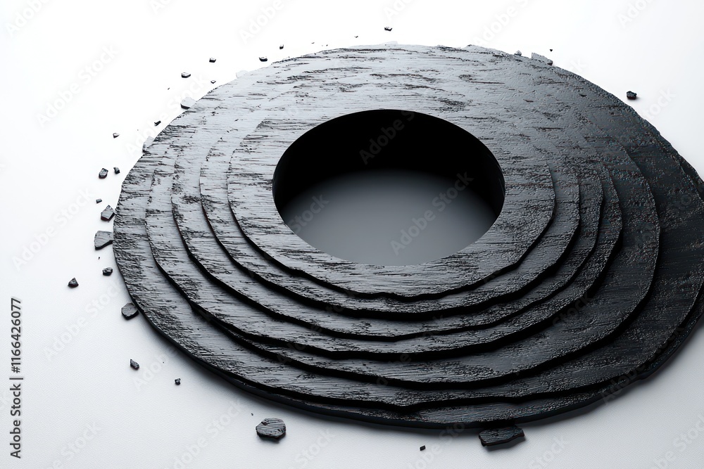 Naklejka premium Abstract Black Concentric Circles: A Study in Form and Texture