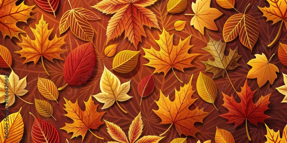 Autumnal Leaves Pattern Vibrant Fall Foliage Design for Seasonal Decor Autumnal Leaves Pattern Vibrant Fall Foliage Design for Seasonal Decor