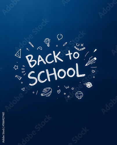Back to School Concept with Doodles and Illustrations on Blue Background