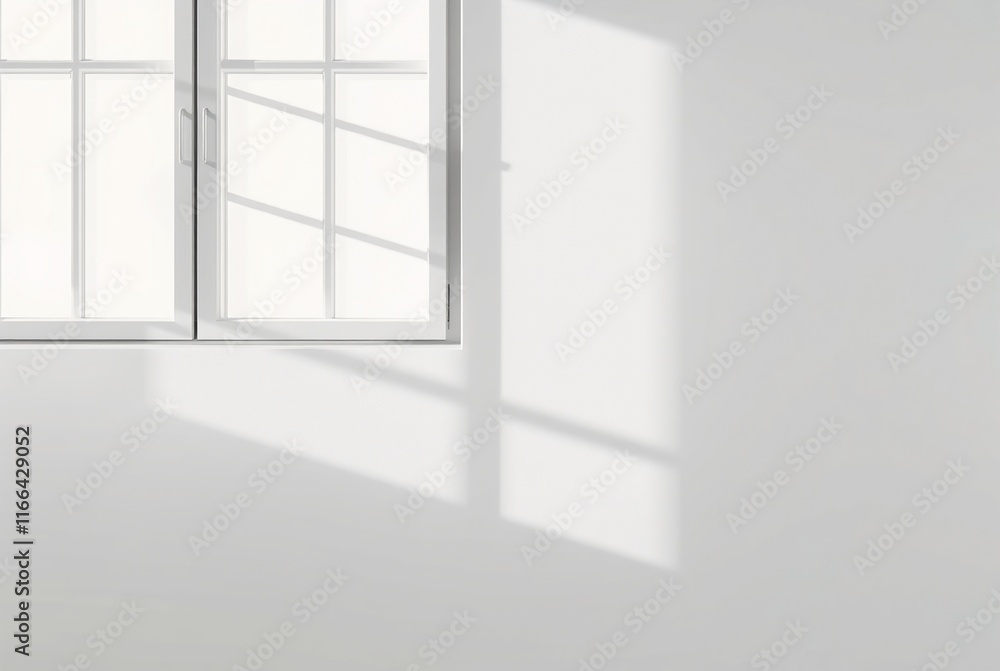 Fototapeta premium Minimalist Interior with Natural Light and Window Shadows