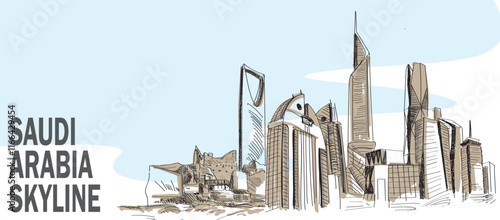 Saudi Arabia Skyline Vector Illustration Art
