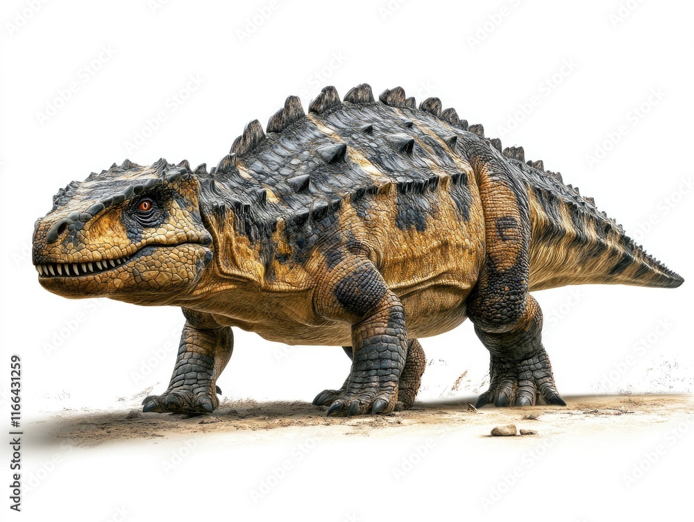 Obraz premium A prehistoric reptile-like creature with a spiked back, showcasing a blend of strength and agility.