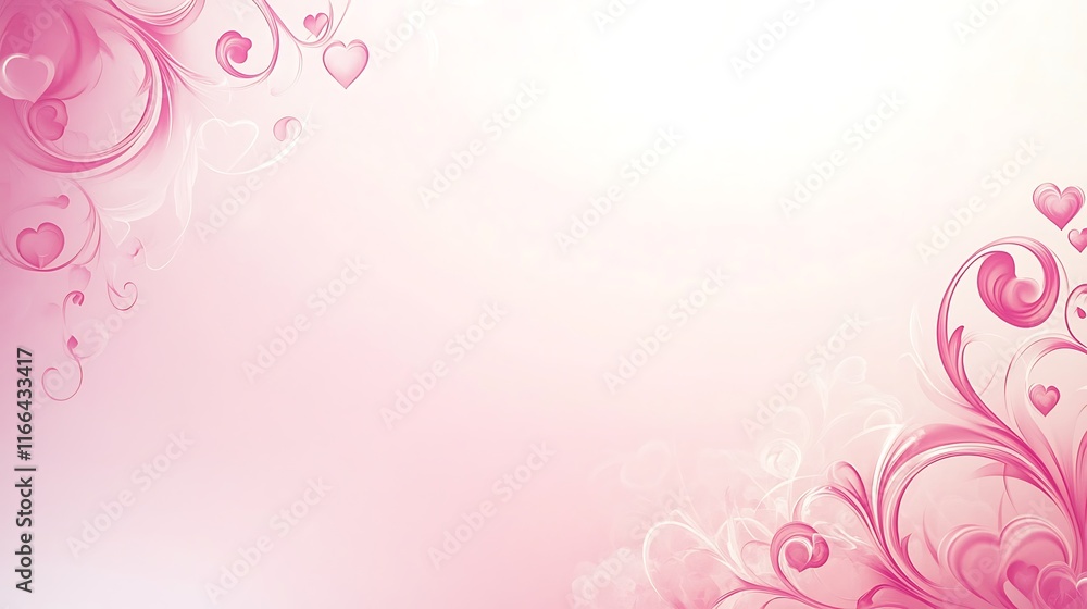 Delicate Pink Floral Hearts Romantic Background Design Delicate Pink Floral Hearts Romantic Background Design