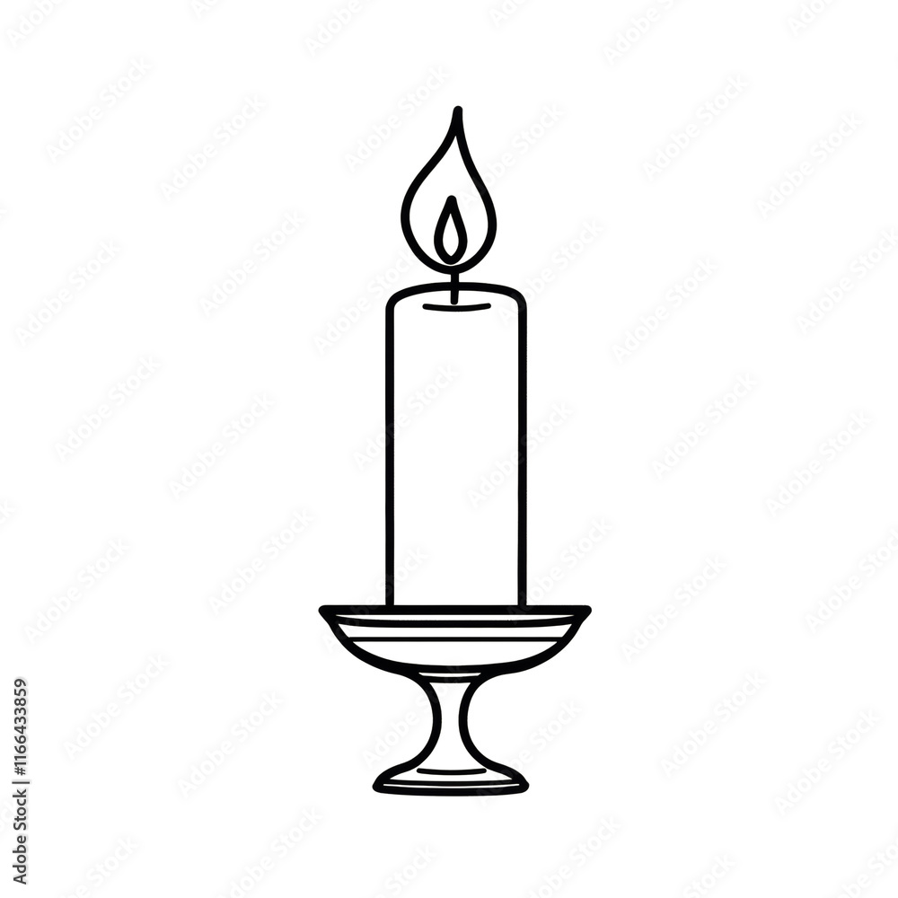 Fototapeta premium Candle Line Art isolated transparent background