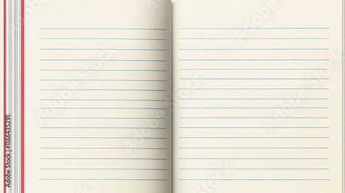 Blank Open Notebook with Lined Pages for Writing or Journaling