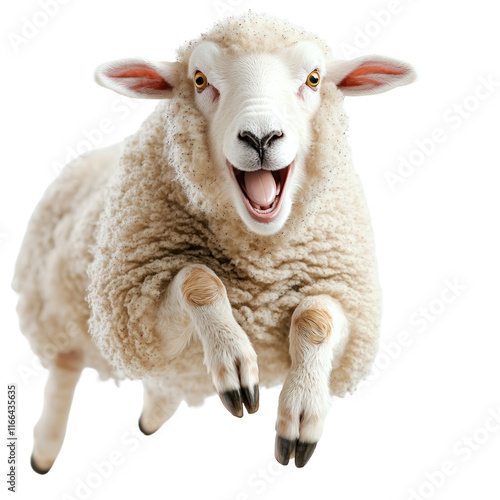 Playful jumping sheep in nature action-packed animal scene vibrant environment engaging viewpoint