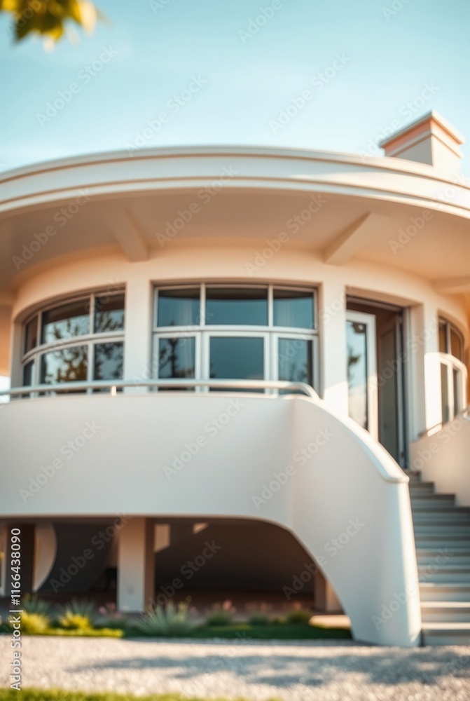 Modern Architectural Home with Curved Design and Large Windows Modern Architectural Home with Curved Design and Large Windows