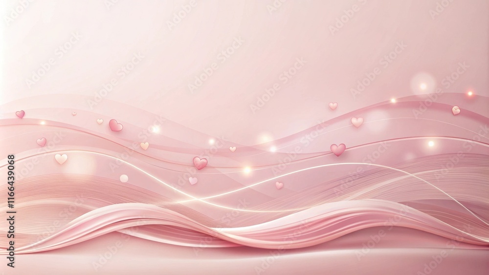 Delicate Pink Waves with Scattered Hearts A Romantic Background Delicate Pink Waves with Scattered Hearts A Romantic Background