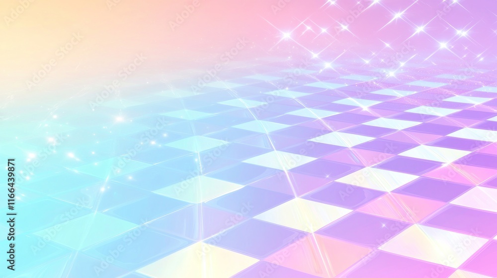 Obraz premium Pastel Checkerboard Dreamscape: A Digital Fantasy