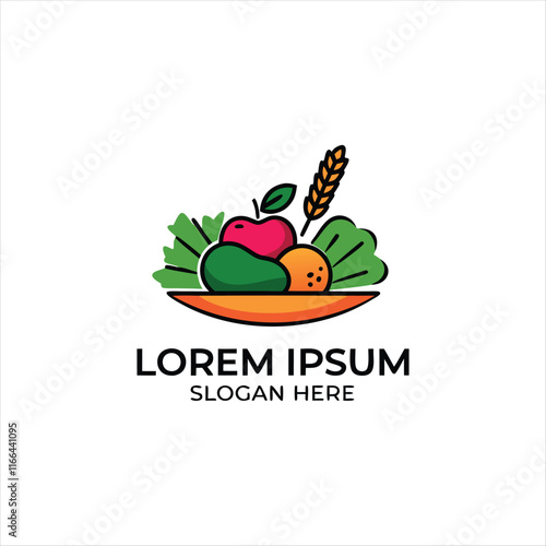 Healthy Food Logo Design  Colorful Vector Logo for Restaurants, Cafes, and Organic Food Brands
