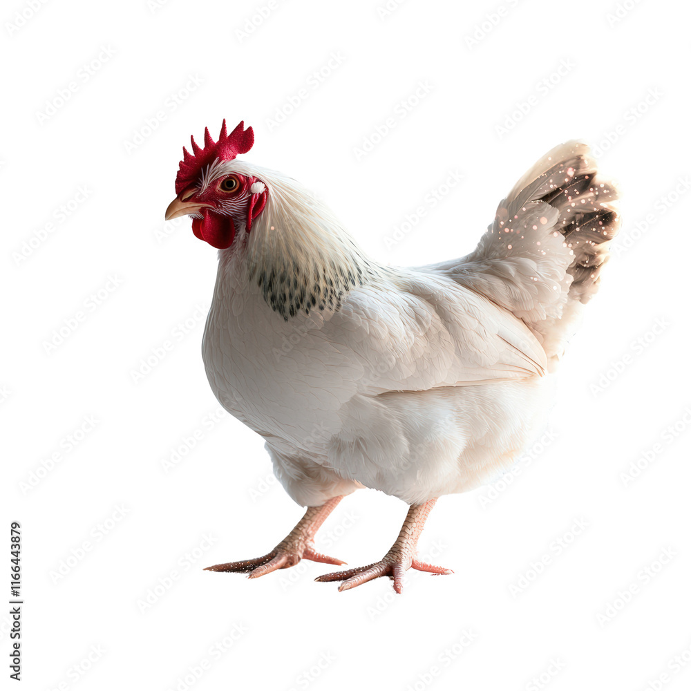 Fototapeta premium Chicken roaming freely in farmyard animal photography rural setting natural environment close-up view