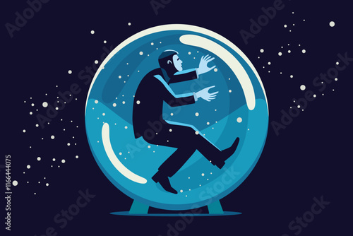 personality disorder concept, person feeling trap , stuck in dark cage,  crystal ball, mental health awareness, mix feeling of  drown, depression, anxiety , fear , sad. 