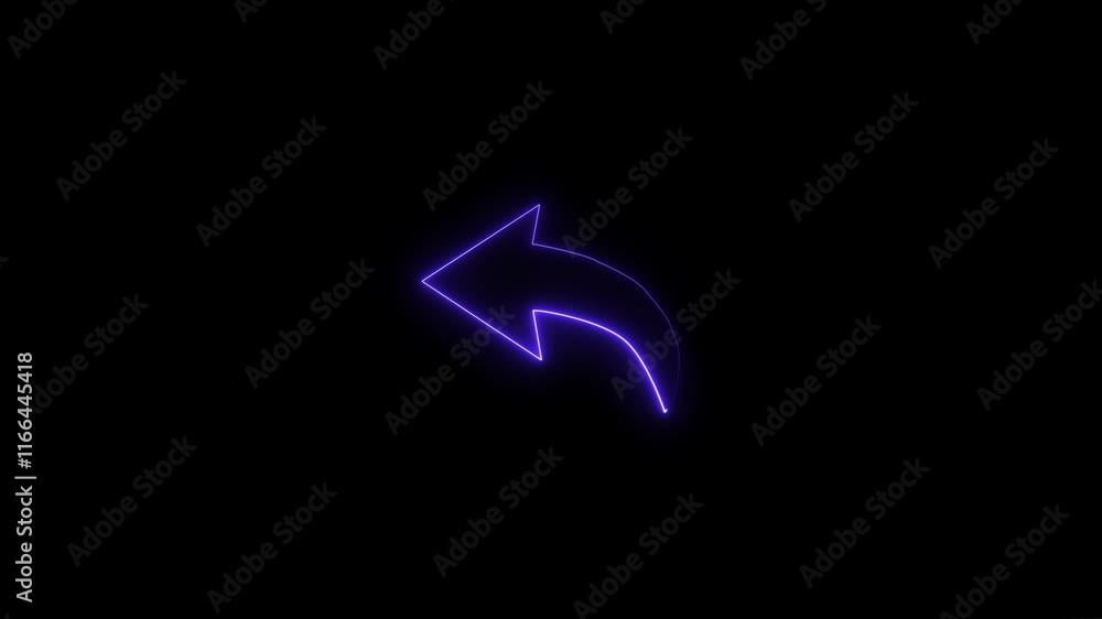 share arrow icon animation. abstract share glowing neon line on pink color black background share arrow icon animation. abstract share glowing neon line on pink color black background
