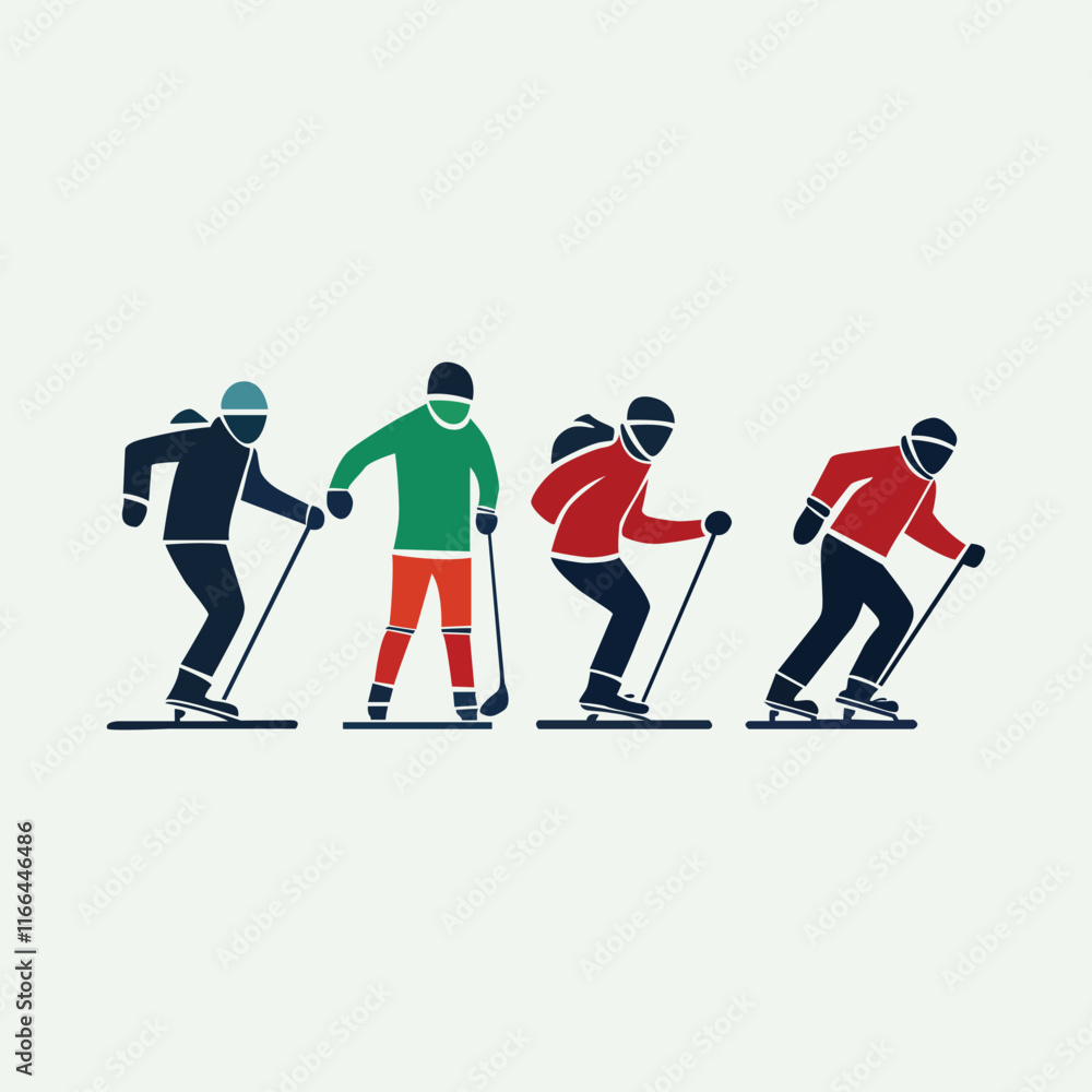 Fototapeta premium winter sports vector line art illustration