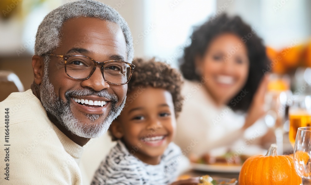 Happy family enjoys Thanksgiving dinner together at home Happy family enjoys Thanksgiving dinner together at home