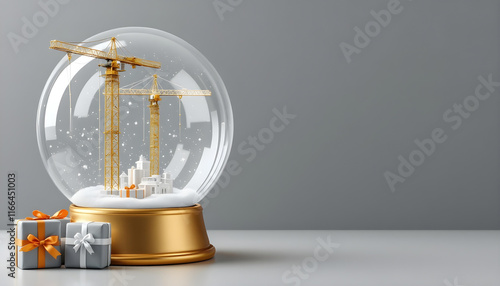 Wallpaper Mural construction cranes in white and gold engineering architecture Torontodigital.ca