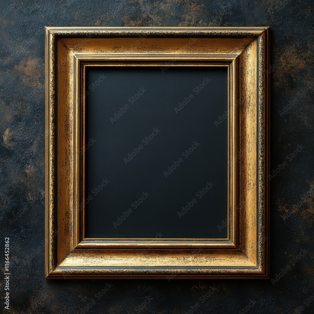 Elegant Gold Frame on Textured Dark Background for Art Display Elegant Gold Frame on Textured Dark Background for Art Display