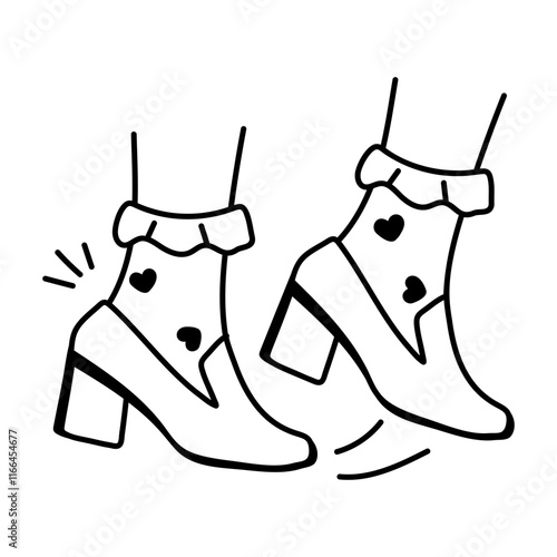 Dance shoes icon in hand drawn style 

