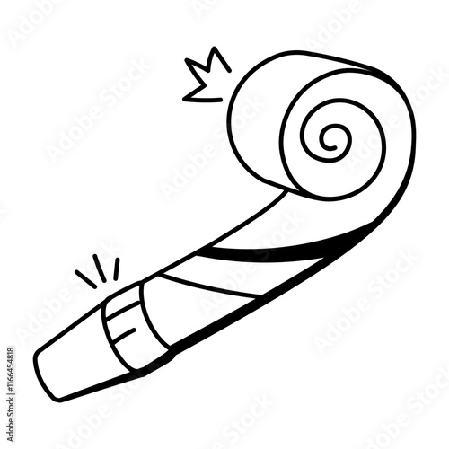 Party blower icon in hand drawn style 
